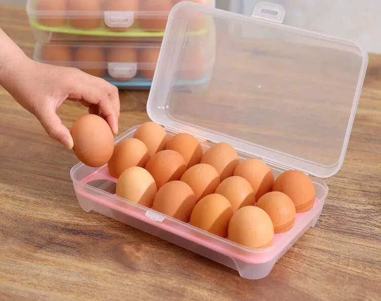 Commerce de gros 15 oeufs durable de l'oeuf de stockage de boîte en plastique transparent