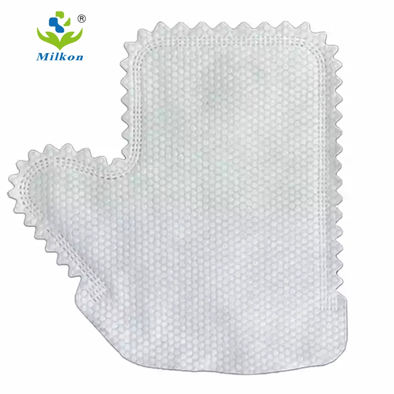 Disposable Soft Nonwoven Waterproof Washing Gloves for Patient Body Cleaning