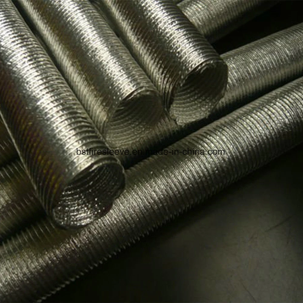 High Temperature Autmotive Wire Protection Corrugated Aluminum Fiberglass Tube Flexible Warm Air Ducting Pak