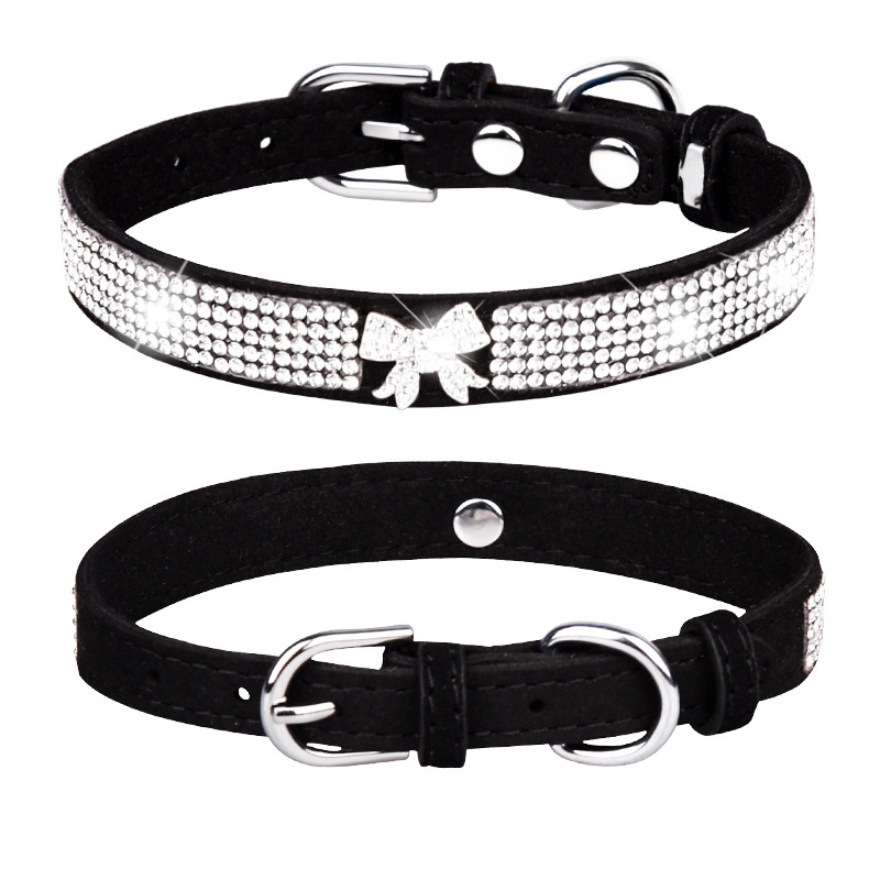 Стражи PET Dog Collars регулируемые Sparcly Crystal studed Leather PET Воротник для маленькой и средней собаки