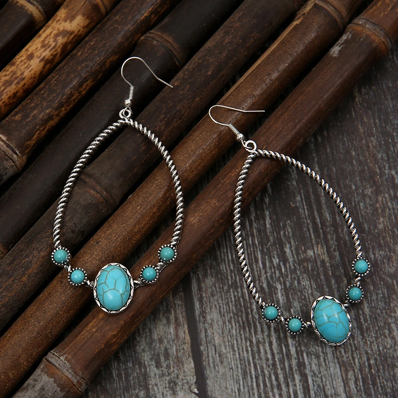 Retro Water Drop Turquoise Earrings New Western Earrings