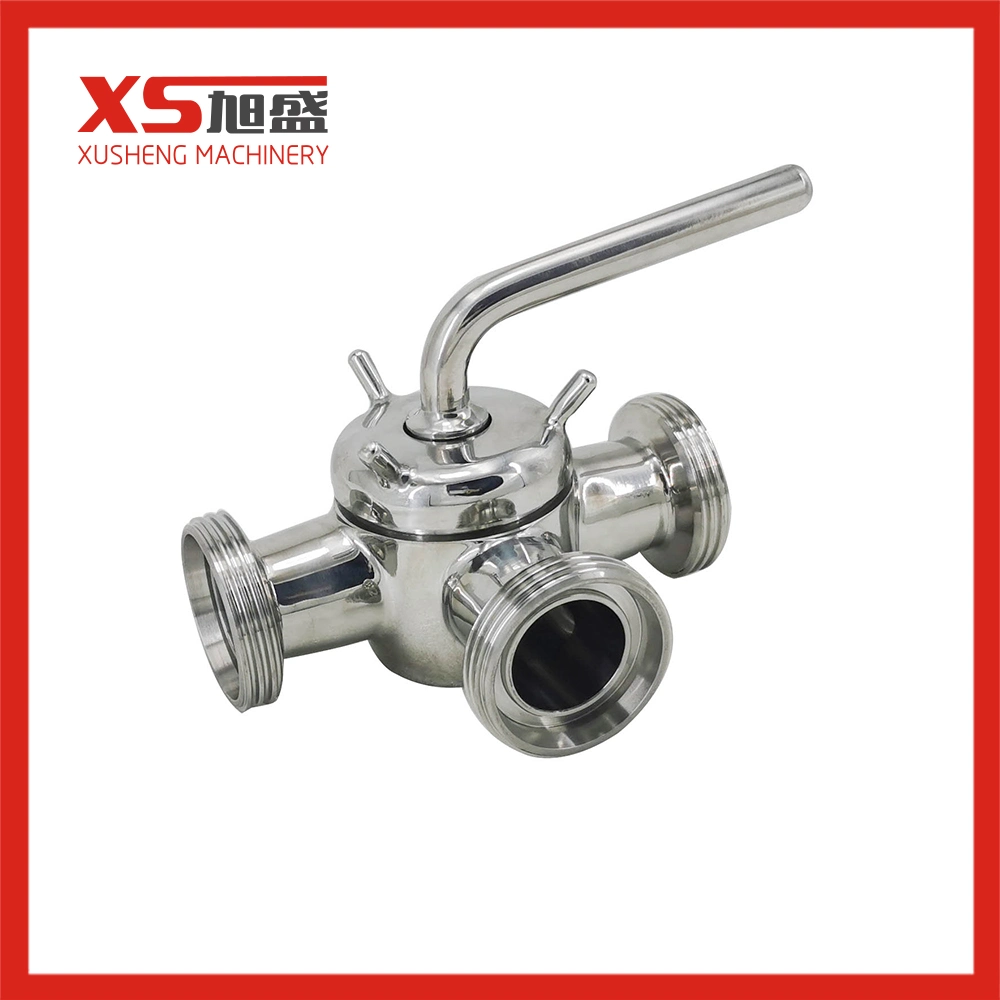 Sanitary Stainless Steel Threaded 3-Way Plug Valves