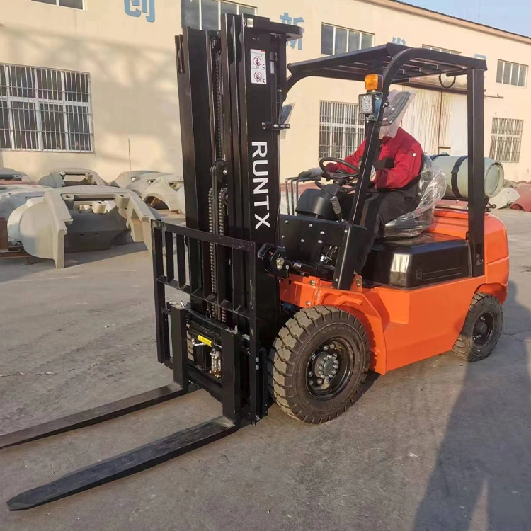 Runtx Brand Dual Fuel Forklift 2.5 Ton LPG Gasoline Forklift with Side Shift Triple Full Free Mast