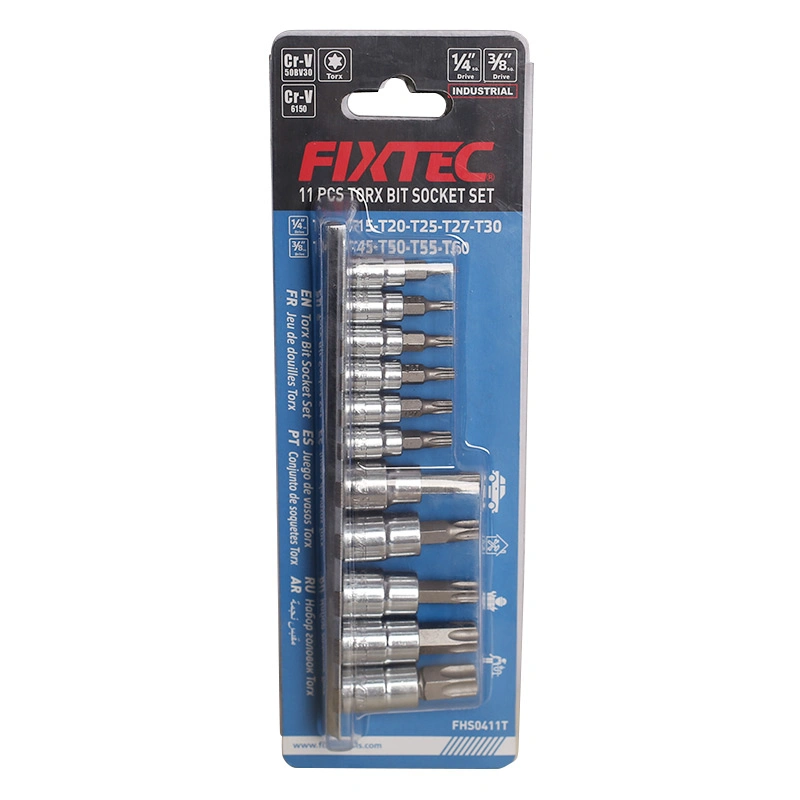 Fixtec Hand Tool Set Hardware Tools 11PCS 1/4"&3/8"Drive Bits Socket Set