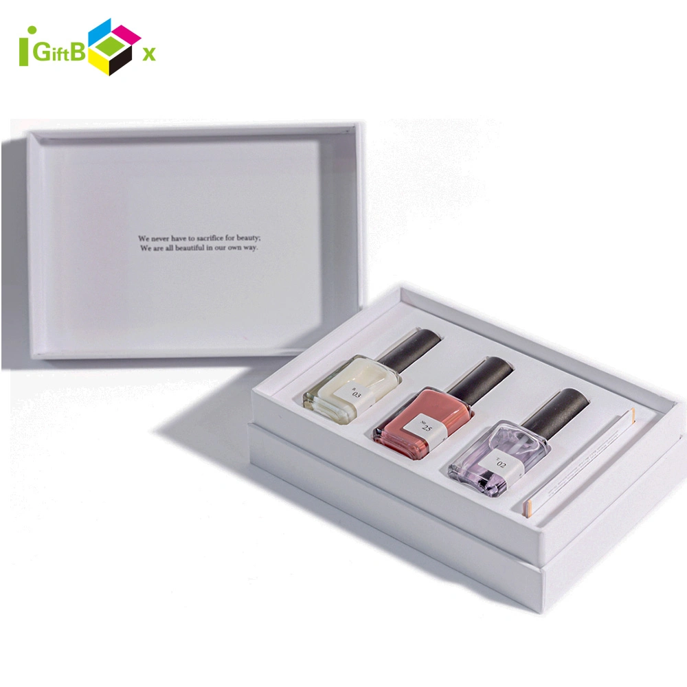 Matte White Customized Bottle Shape Gel Nail Polish Packing with Sponge Insert Paper Nail Polish Packaging Box