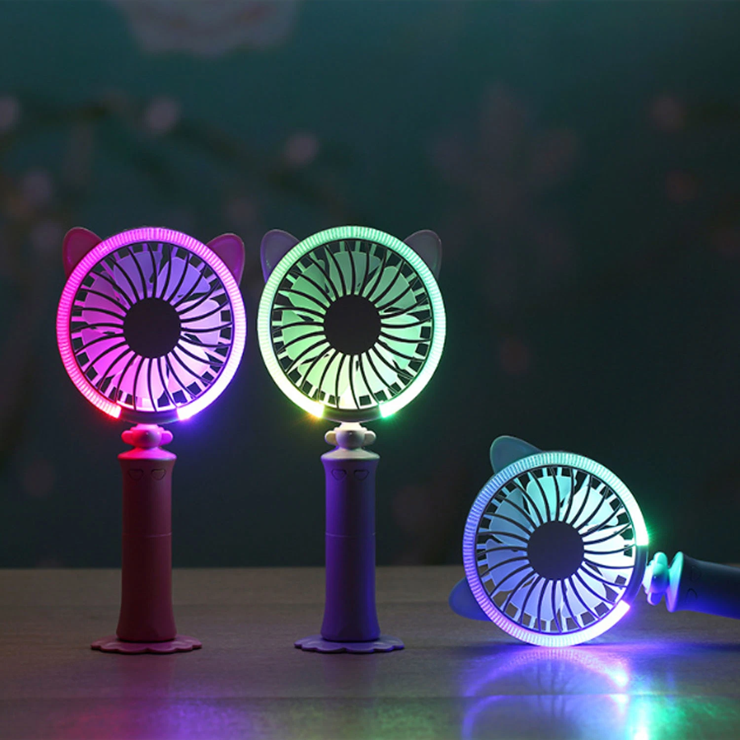 Mini Handheld Fan with LED Night Light USB Rechargeable