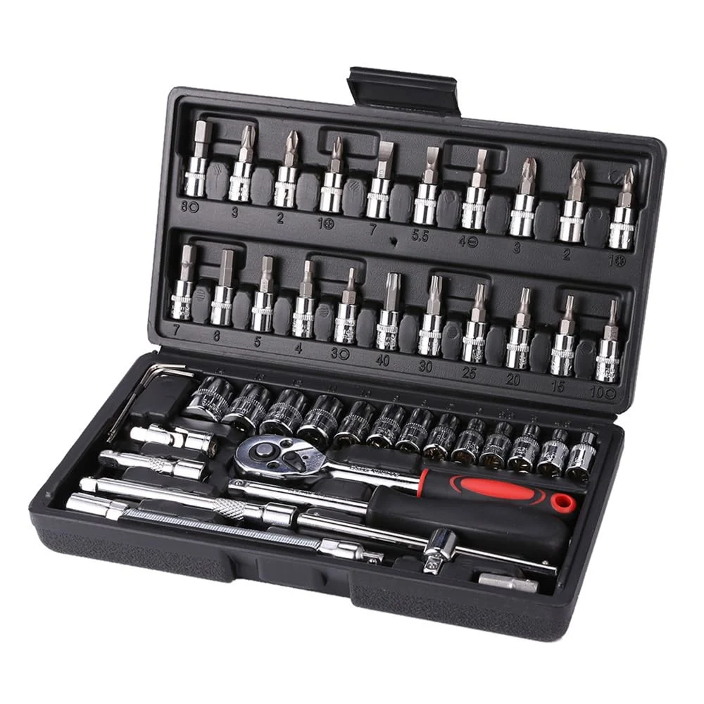 Household Car Repair Mechanics Hand Tool Box Herramientas Screwdriver Kit 46PCS Socket Wrench Set