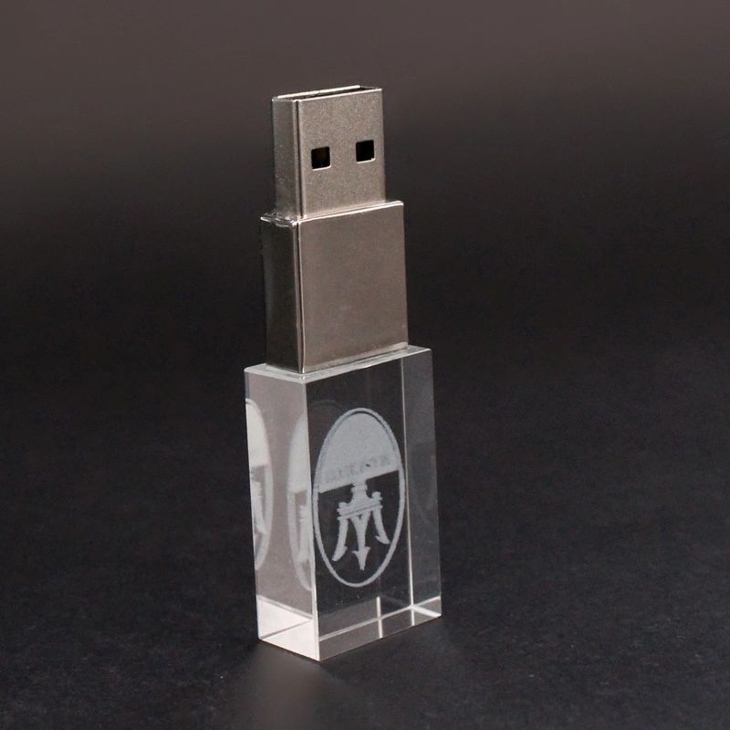 High quality/High cost performance Custom 3D Logo Crystal USB with LED Light Flash Memory USB Stick