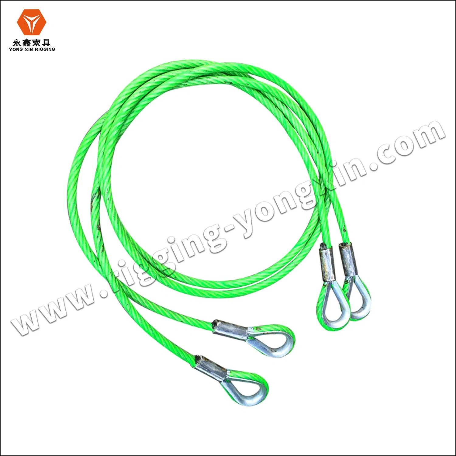 High Strength Clear PVC Coated Galvanized Steel Wire Rope Slings with Soft Eye Loops