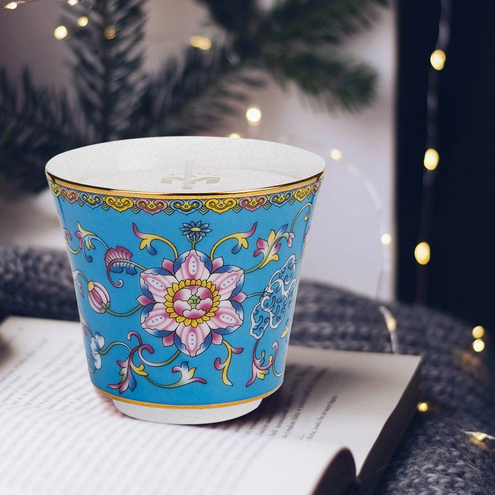 Home Decor Luxury Multi-Colored Ceramic Candle Jar Custom Scented Soy Wax Luxury Porcelain Ceramic Jar Candle in Bulk