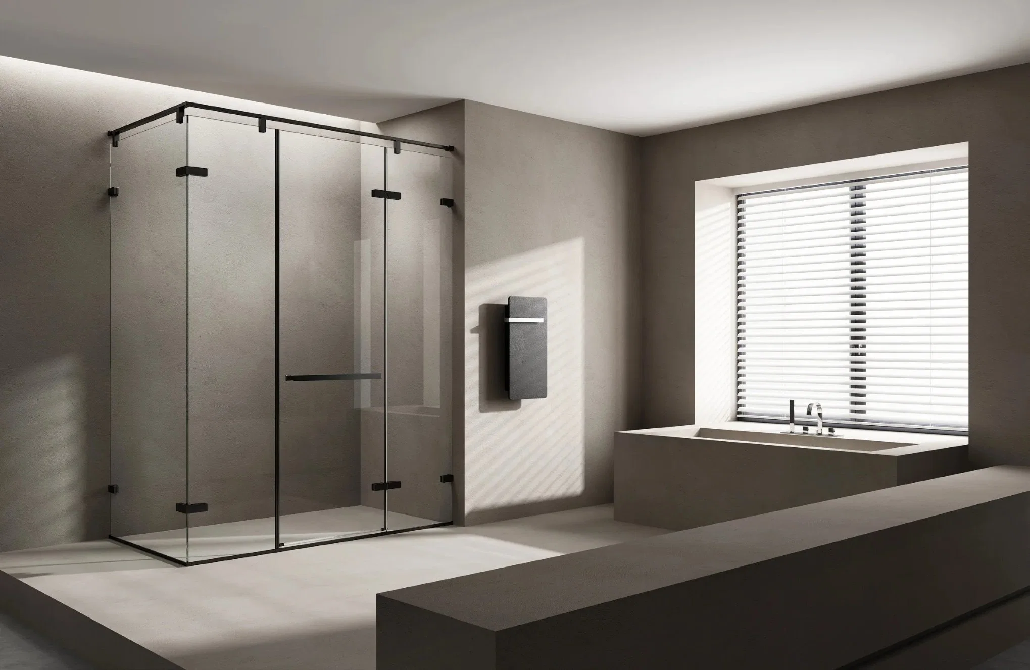 Bathroom Square Shape Pivot Glass Shower Box