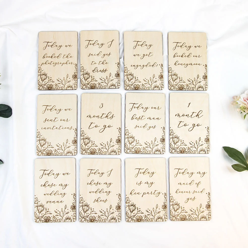 Wedding Countdown Milestone Cards for Wedding Keepsakes