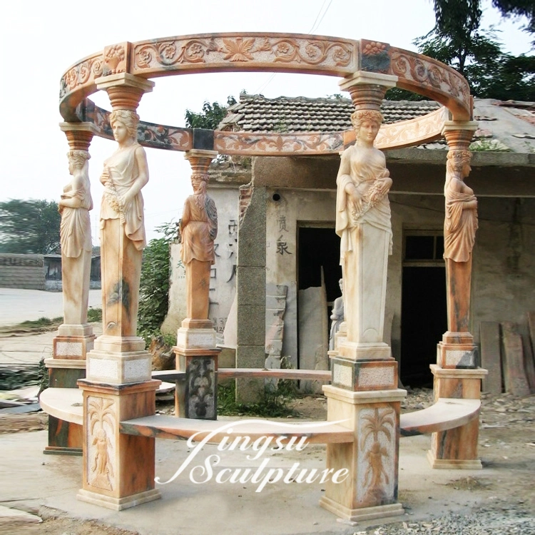 Personalizar la glorieta la Glorieta de piedra de mármol beige para la decoración del parque