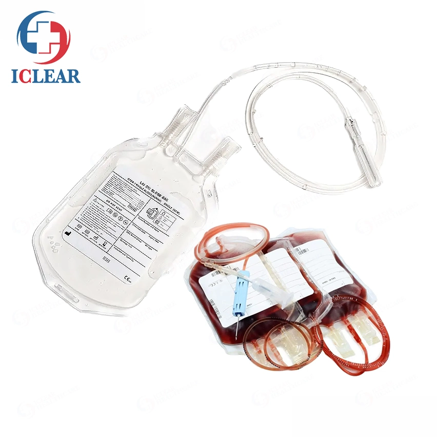 Одноразовый медицинский комплект для переливания крови с тройным/двойным/одиночным мешком для крови