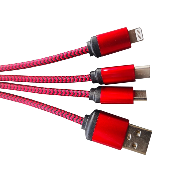 Nuevo diseño de regalo de empresa promocional llavero 3 en 1 cable de carga USB Cable de carga rápida