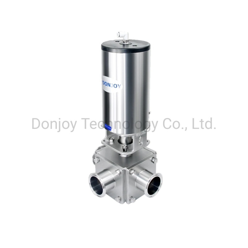 Pneumatic Non-Retention Ball Clamped Three Way Valve With Vertical Actuator