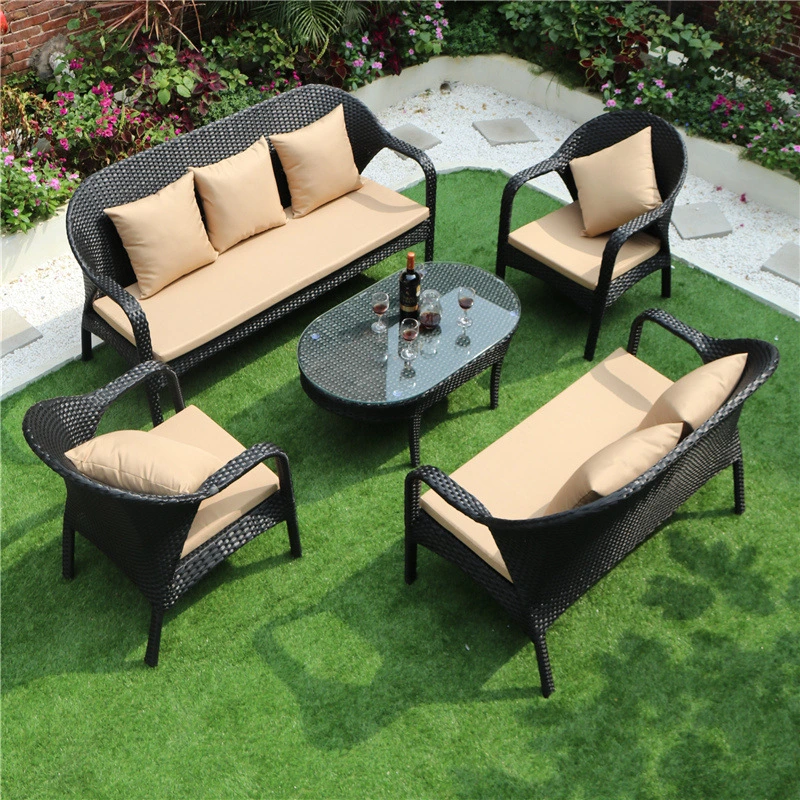 Gartenmöbel Set mit 4 Stück Outdoor Rattan Stuhl Wicker Sofa