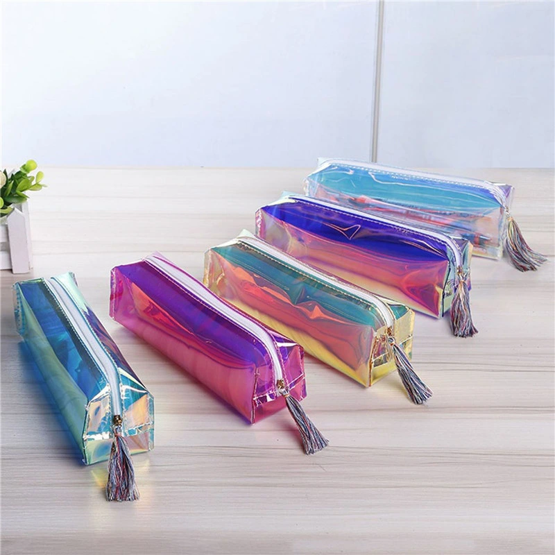 Sh1570 Colorful Jelly Small Purse PVC Laser Pencil Case School Student Stationery Makeup Bag