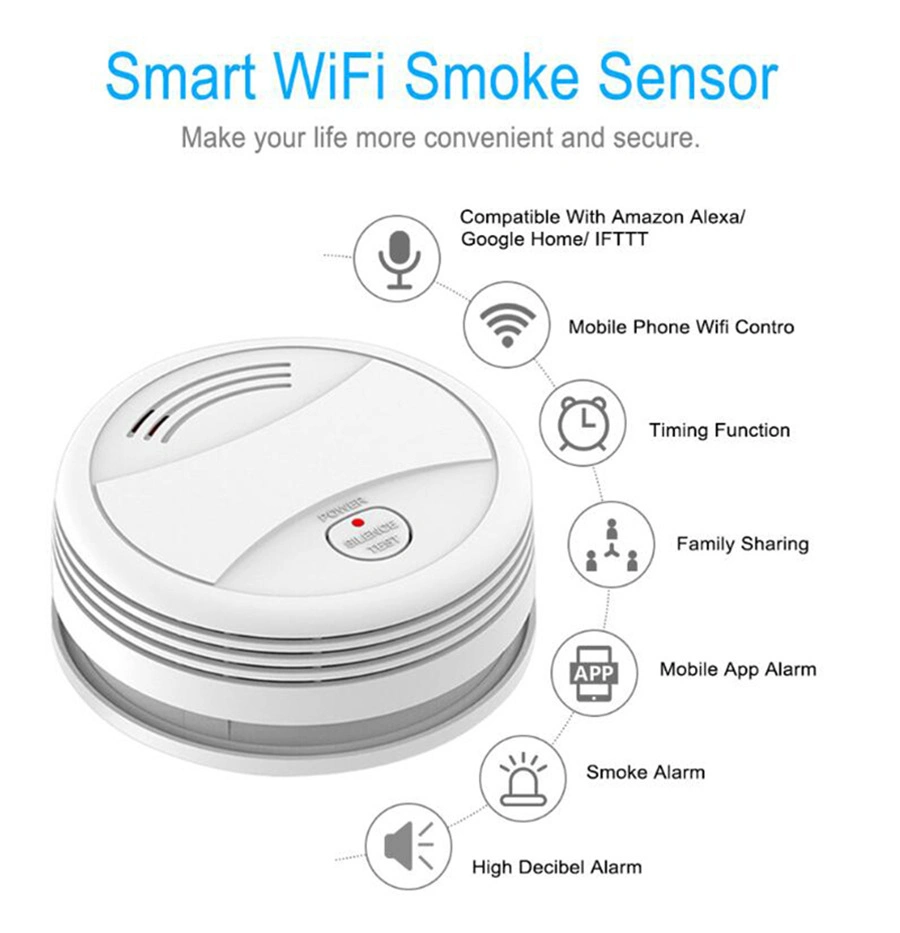 on The Stock WiFi Tuya Smoke Alarm Gas Detector