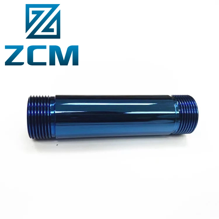 Shenzhen Custom Made CNC Machined Pipe Tube Fitting Parts Metal Small Short Blue PVD Polished Stainless Steel Aluminum Alloy Tube Pipes