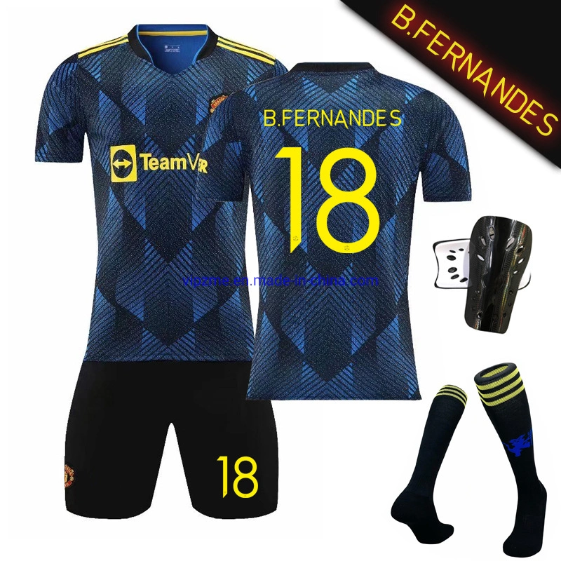 Conjunto de camisolas de futebol de atacado Quick Dry Blue Football Wear