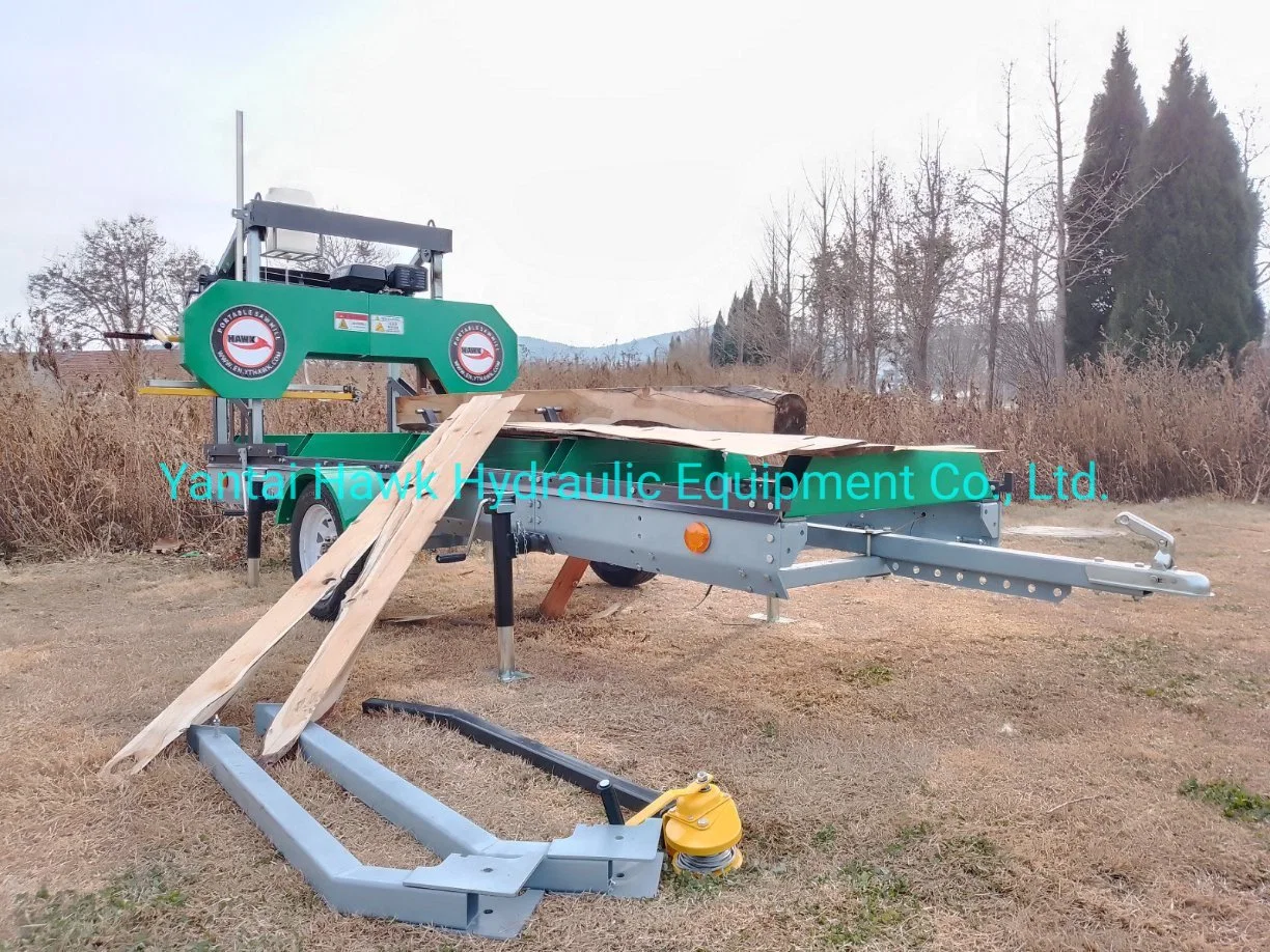 15HP Gasoline Engine Portable Sawmill with 6 Meters Trailer