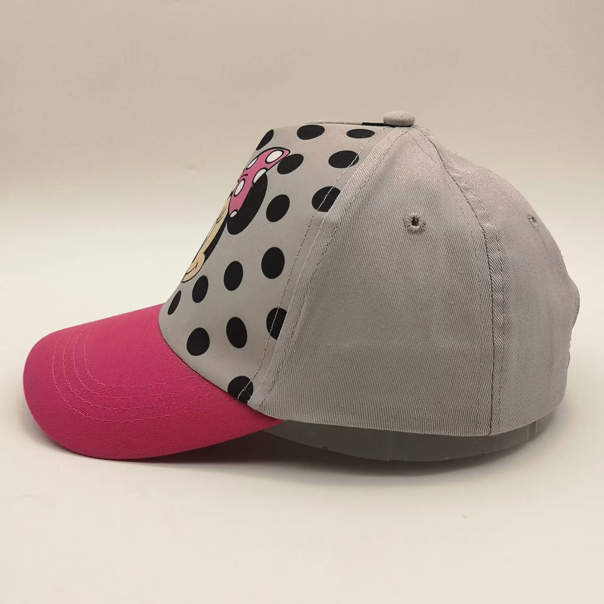 Girls Gray and Pink Disney Minne Mouse Print Outdoor Baseball Cap