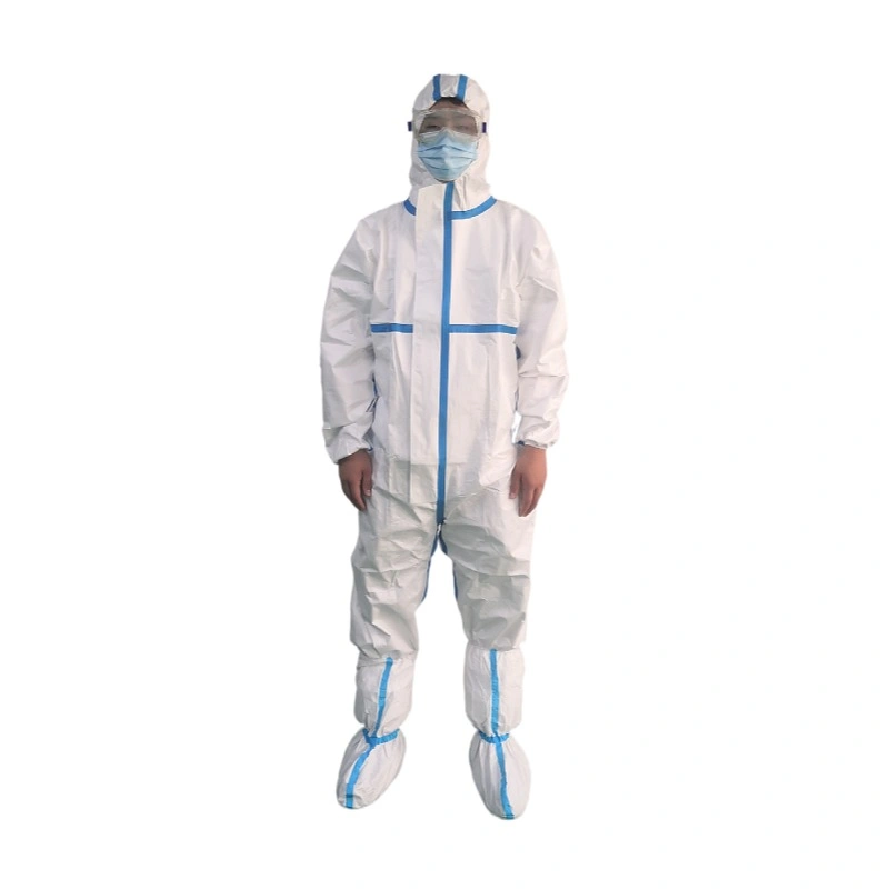 Safety Suit En14126 Disposable Coverall Suit Microporous Waterproof and Breathable Protective Clothing