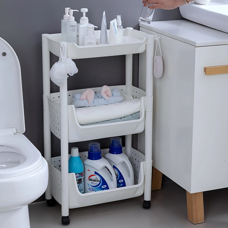 Slim Space Use Bathroom Storage Rack Shelving Rolling Cart Vegetable Organizer Fruit Storage Kitchen Trolley Cart with Wheels