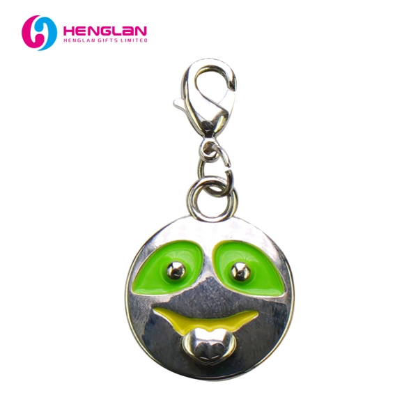 Silver Plated Enameled Crying Face Emoji Pendant Charm