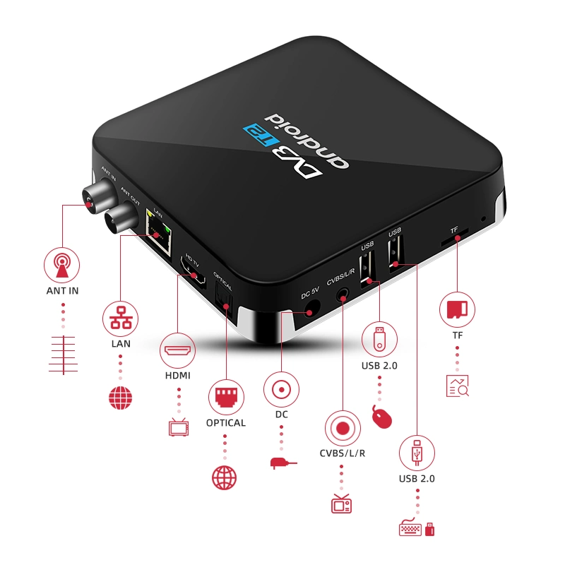 Combo OEM TV receptor DVB-T2 Android 9.1 IPTV Decodificador Amlogic S905D Actualización de firmware