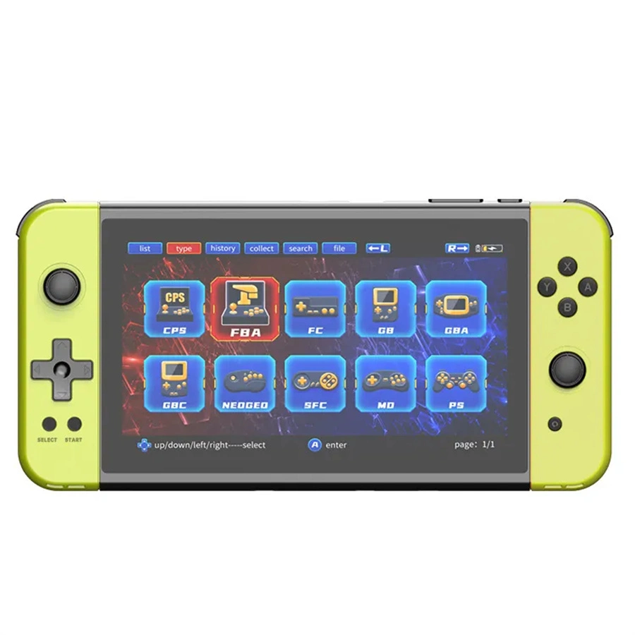 Neue Ankunft großer Bildschirm Powkiddy X70 7,0 Zoll HD-Bildschirm Handheld Game Player für PS1 MD Games Weihnachtsgeschenk