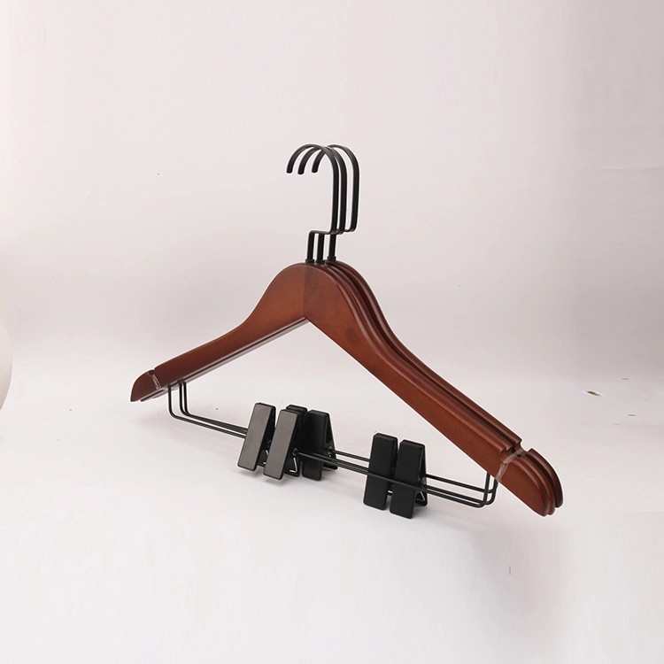 Custom Logo Natural Wooden Clothes Hanger Coat Suit Trouser Pants Clothes Hanger