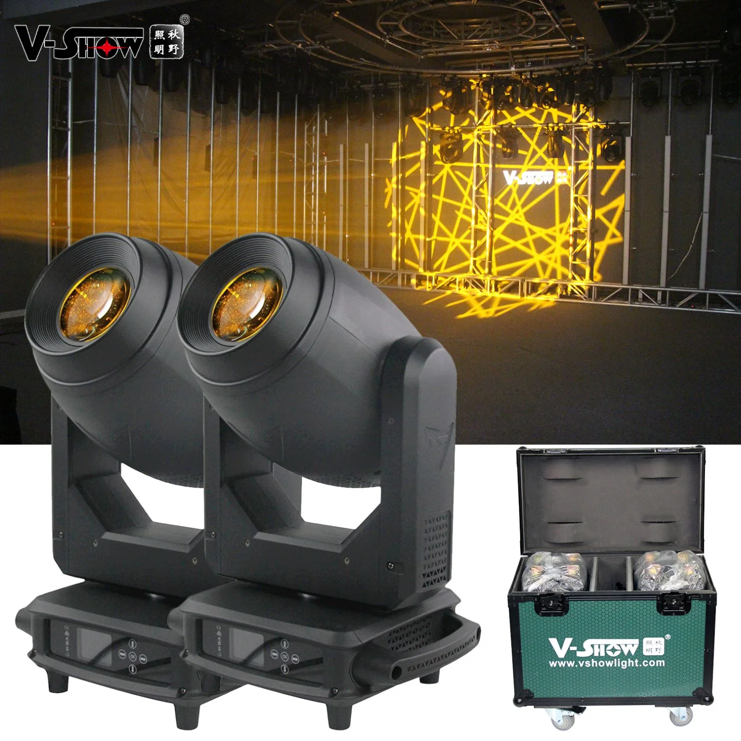 V-Show S716 2PCS with Case Goku Zoom Moving Head Stage Light Beam Spot Wash LED Moving Head Disco DJ Lights