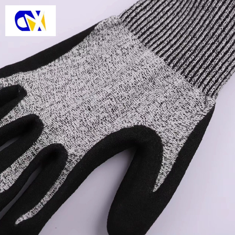 Abrasion and Oil Resistant Black Nitrile Frosted Anti-Cut Non-Slip Safety Work Gloves