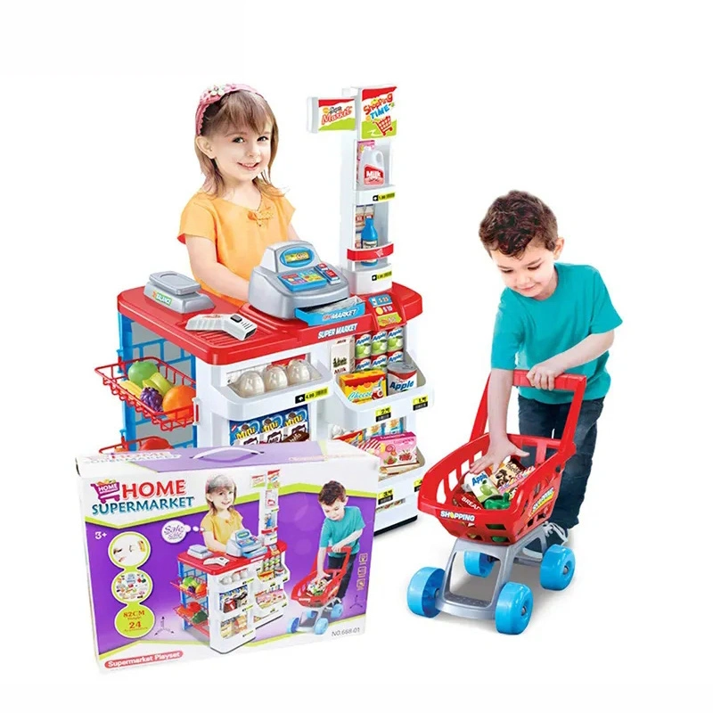Children House Play Set Educational Toys Kids Supermarket Toy