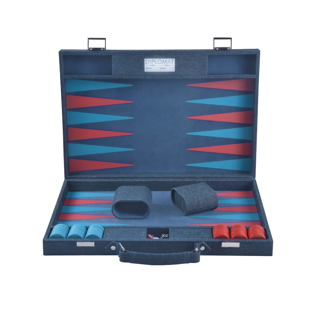 Las ventas en caliente de lujo Custom Color Denim y juego de Backgammon de terciopelo azul