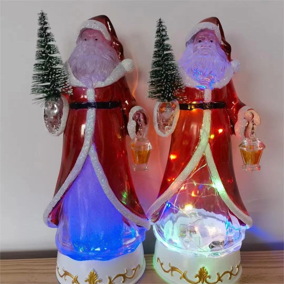 OEM Factory Customized Acrylic Craft Santa Claus Christmas Gift Home Decoration Table Lamp Night Light Clear Acrylic Crafts Manufacturer in China