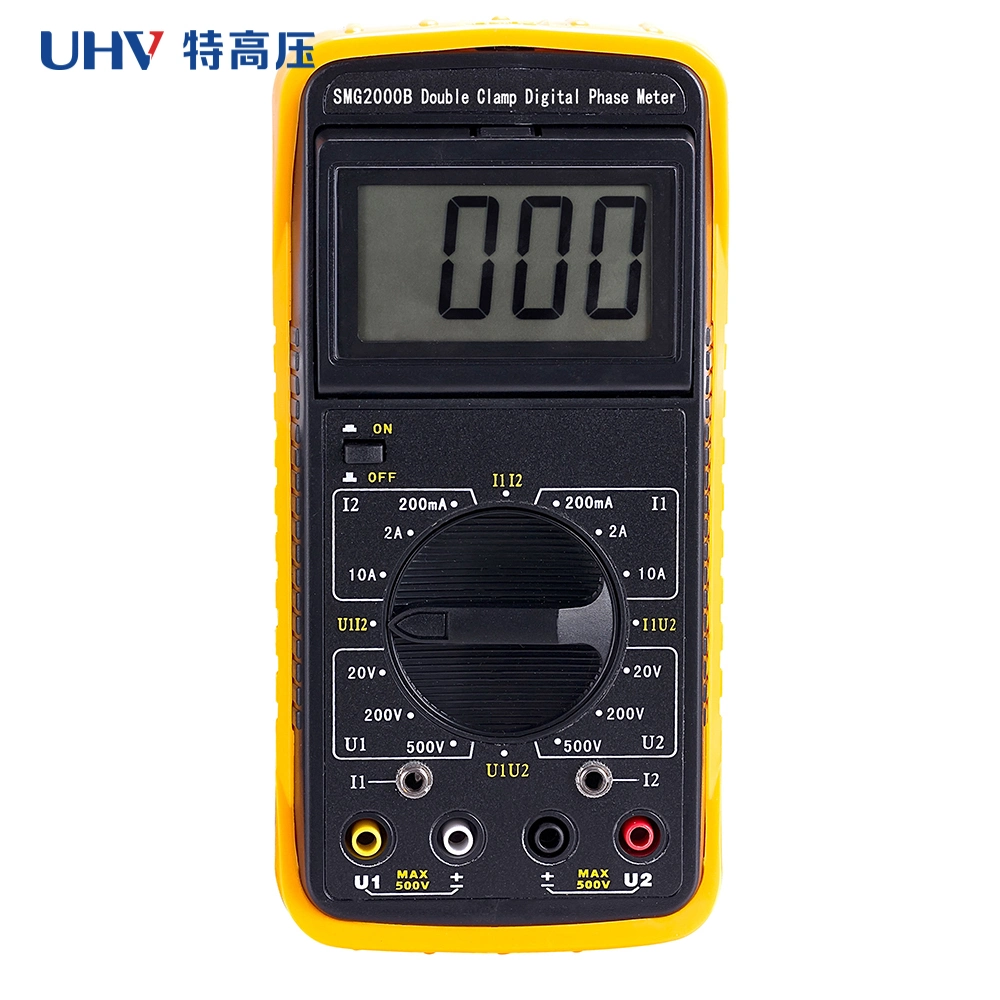Smg2000b de gros calibre Collier Double Phase numérique Dual-Clamp voltmètre numérique de fréquence de mesure de la phase V Compteur d'Ampèremètre