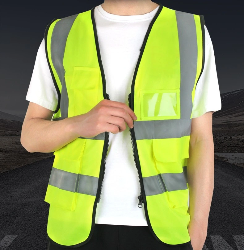 Multi Pocket Mesh Safety Construction Site Road Reflective Clothing