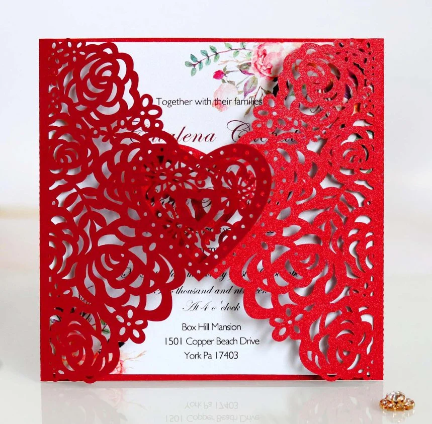 Illusion Wedding Invitation Cards with Die Cut Envelope Customized Logo Size Color Zhuhai Printed OEM Wholesale Good Quality in Factory Price