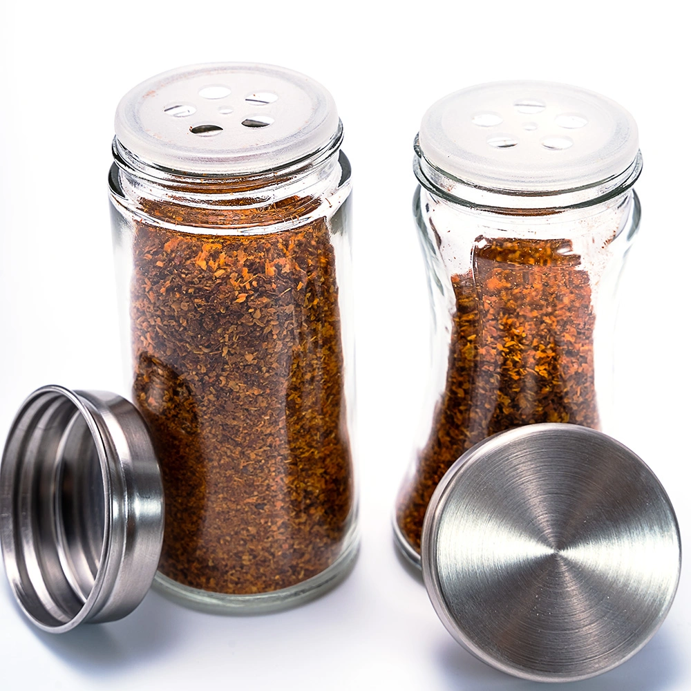 Royaltop Kitchen Cheap Mini Glass Clear Spice Bottle Stainless Steel Lid Spice Seasoning Shaker Jar