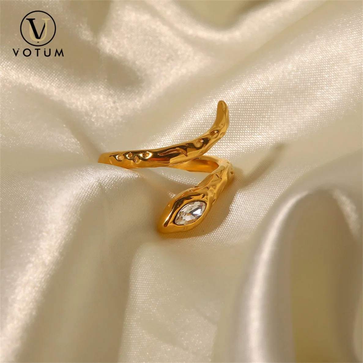 Votum OEM Custom Snake 18K vergoldete Krystalring 925 Sterling Silber Schmuck