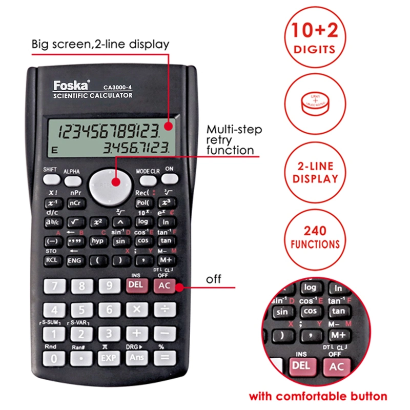 Stationery Office Calculatrice scientifique à affichage 10+2 chiffres sur 2 lignes avec 240 fonctions