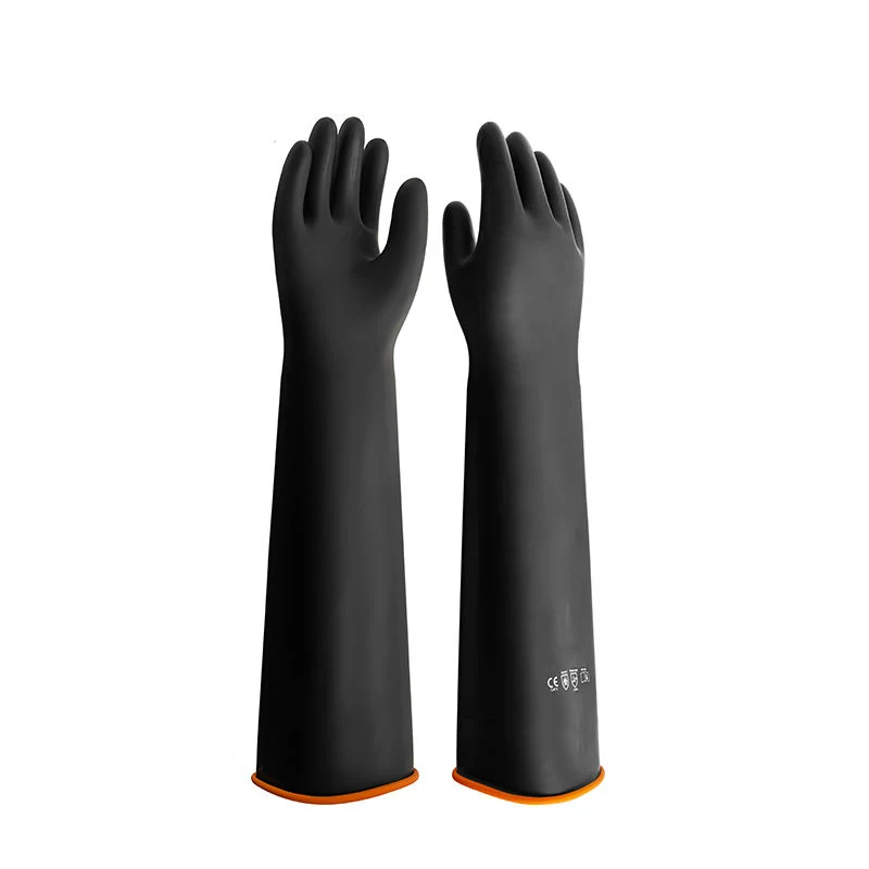 55cm de largo prueba Wear-Resistant alcalino ácido resistente a productos químicos Seguridad Laboral guantes de goma látex guantes industriales de trabajo