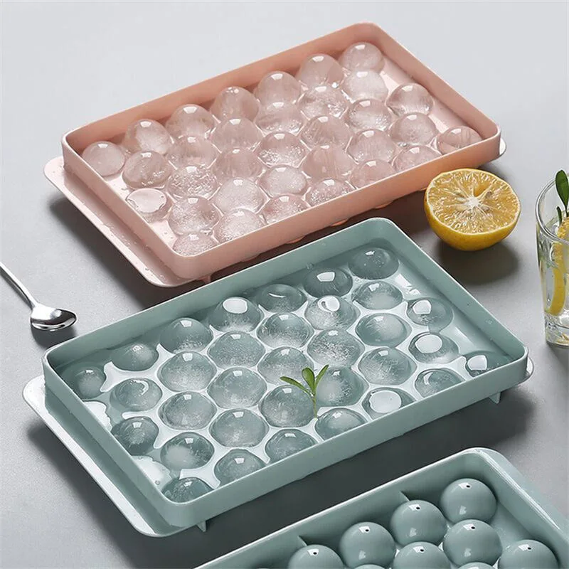 Distributeur à boule à glace rond à chaud en plastique Moule 33 empreintes Mini cercle Ice Cube plateau