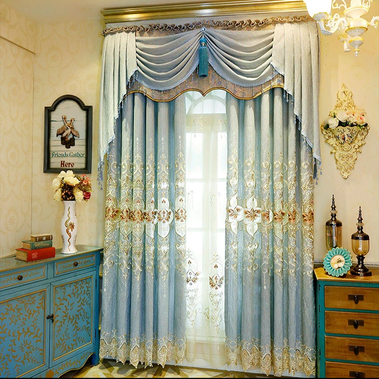 European Curtains for Living Room Bedroom Large Hollow Three-Dimensional Embroidery Curtain Decoration Custom Finished Product