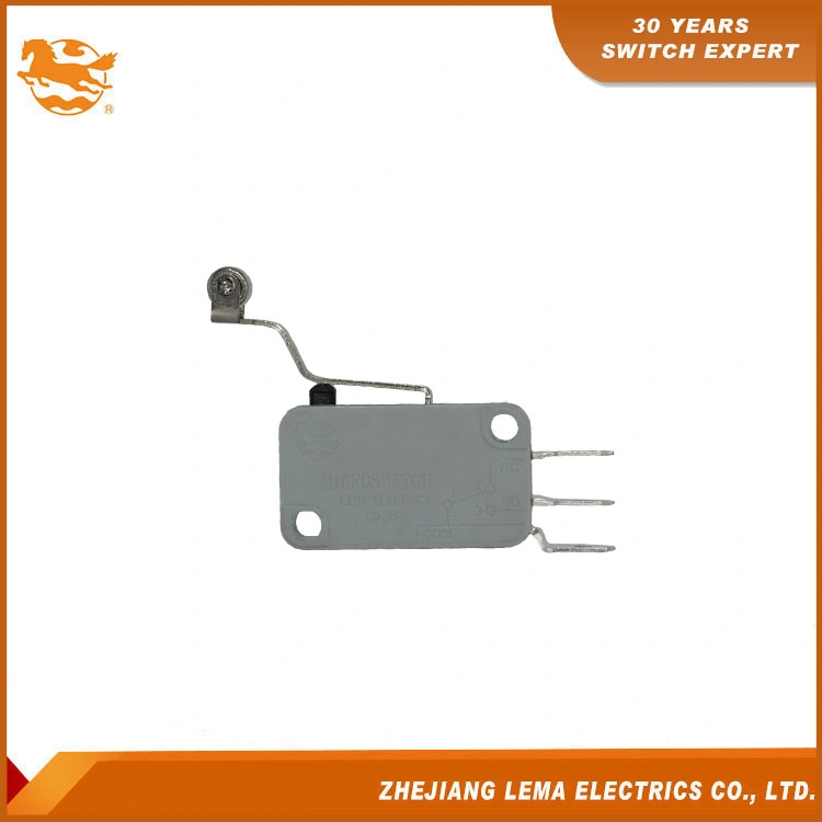 Factory Direct Sales Switch Long Bent Roller Arm Side Common Terminal Grey Kw7-23D Auto Electronic Micro Switch Kw7-23D