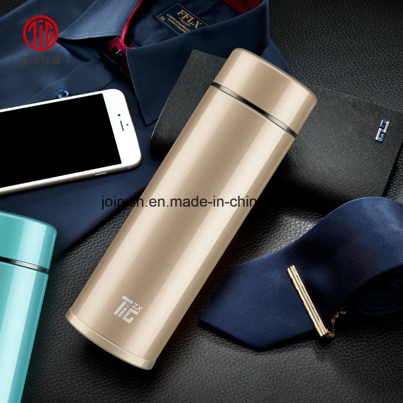 480ml Food Grade Titanium Vacuum Flask Water Bottle Cylinder Thermos