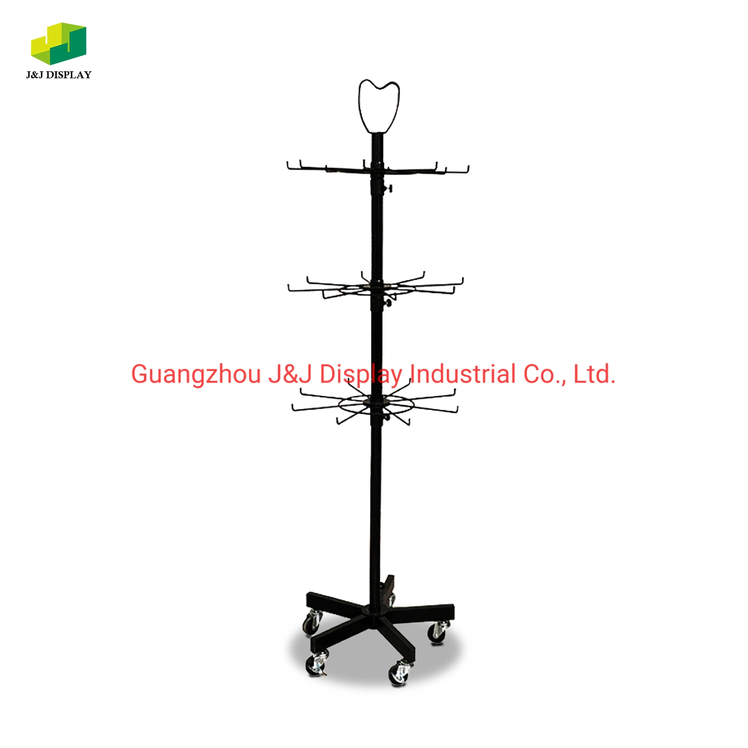 Customized Floor Standing Metal Wire Display Stand with Wheels